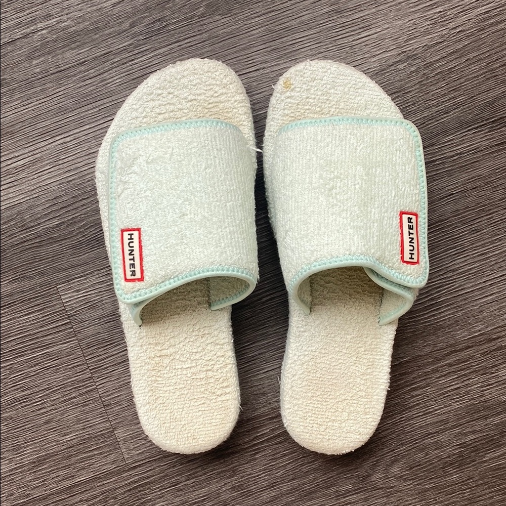 Hunter Mint Green Terry Cloth Slides
